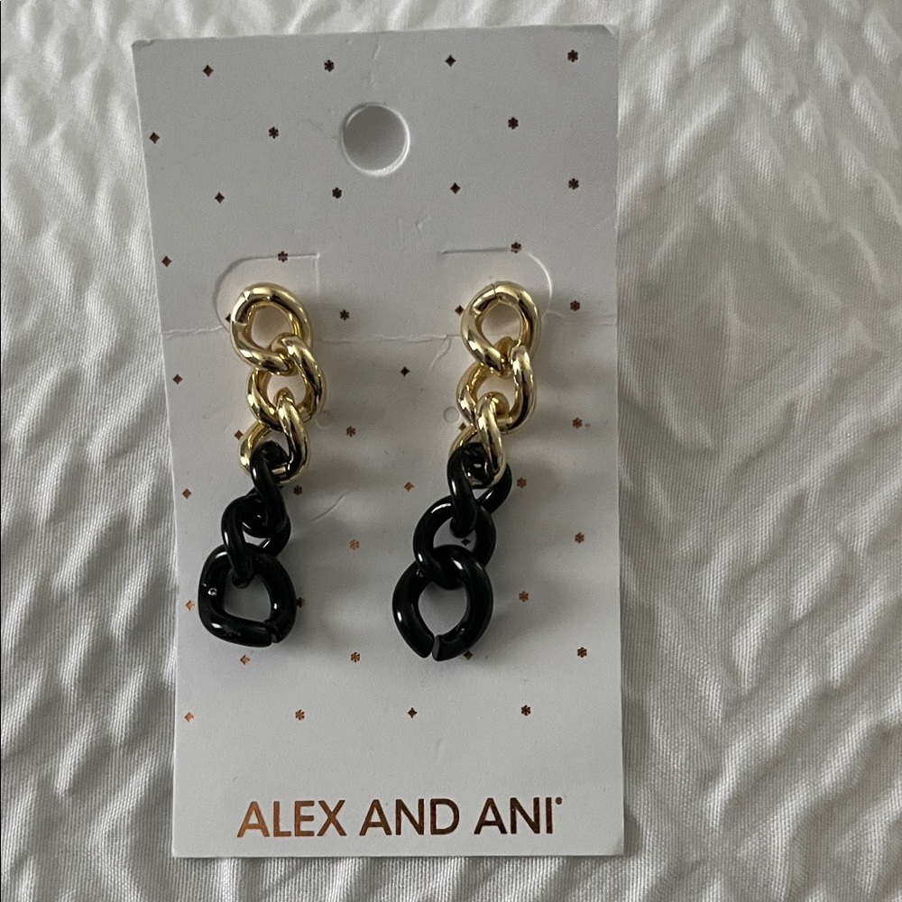 New! Alex and Ani Gold & Black drop Earrings